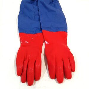 Heavy Duty Rubber Gloves Red and Blue Color Above Elbow Fits Size L